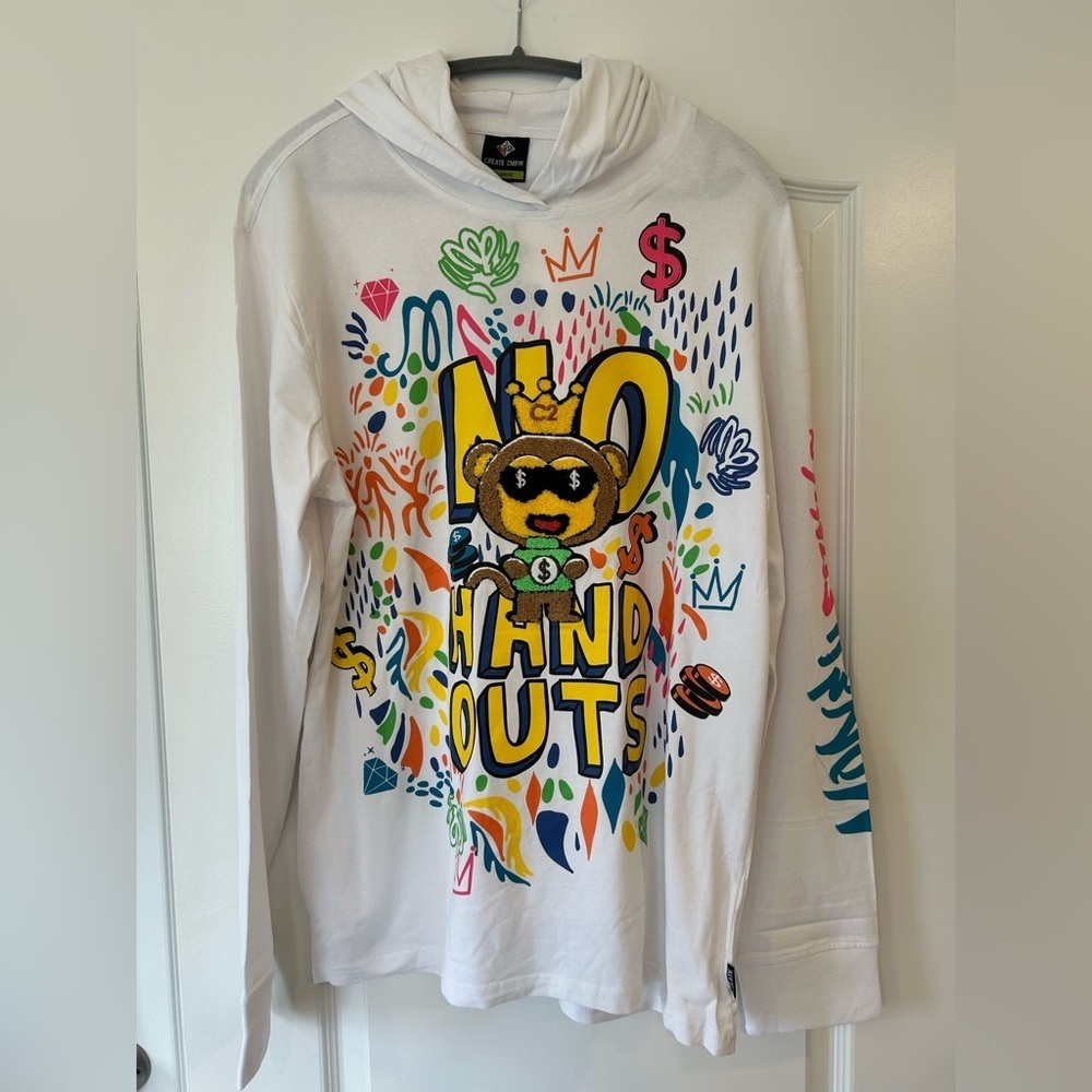 NWT Create 2mrw Men’s Long Sleeve Hoodie Tee - 
No Hand Outs